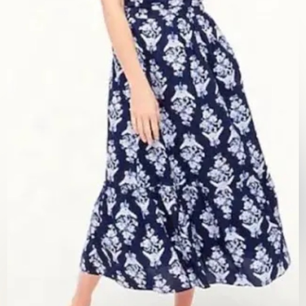 J. Crew blue white long floral skirt